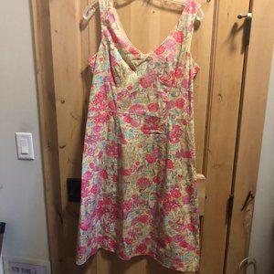 Vintage Garnet Hill sleevless dress. Floral and on European style backdrop print